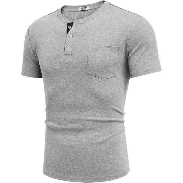 COOFANDY Men Casual Henley Shirt Short Sleeve Summer Basic T Shirt Pocket Soild Button Tee Top