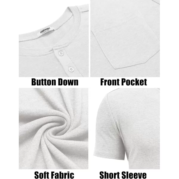 COOFANDY Men Casual Henley Shirt Short Sleeve Summer Basic T Shirt Pocket Soild Button Tee Top