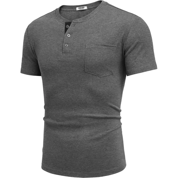 COOFANDY Men Casual Henley Shirt Short Sleeve Summer Basic T Shirt Pocket Soild Button Tee Top