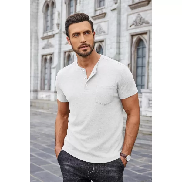 COOFANDY Men Casual Henley Shirt Short Sleeve Summer Basic T Shirt Pocket Soild Button Tee Top
