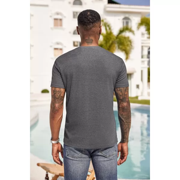 COOFANDY Men Casual Henley Shirt Short Sleeve Summer Basic T Shirt Pocket Soild Button Tee Top