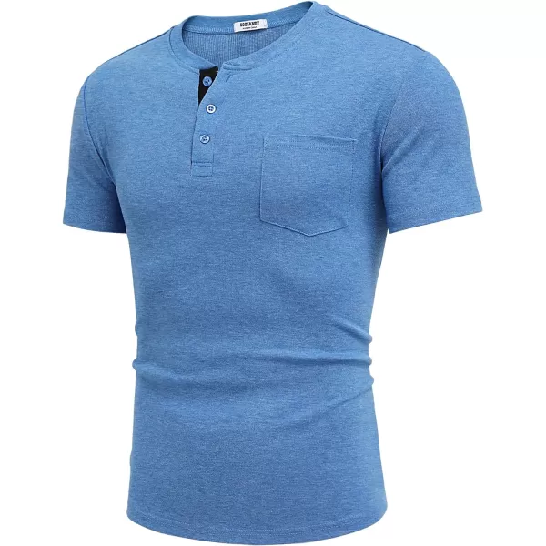 COOFANDY Men Casual Henley Shirt Short Sleeve Summer Basic T Shirt Pocket Soild Button Tee Top
