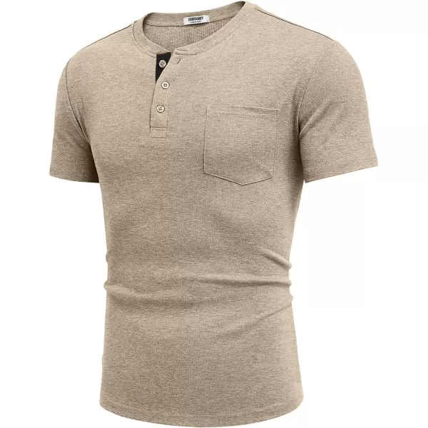 COOFANDY Men Casual Henley Shirt Short Sleeve Summer Basic T Shirt Pocket Soild Button Tee Top