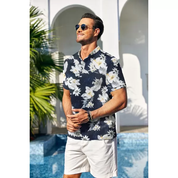 COOFANDY Men Casual Henley Tee Shirt Short Sleeve Band Collar Summer Beach Textured T-Shirt