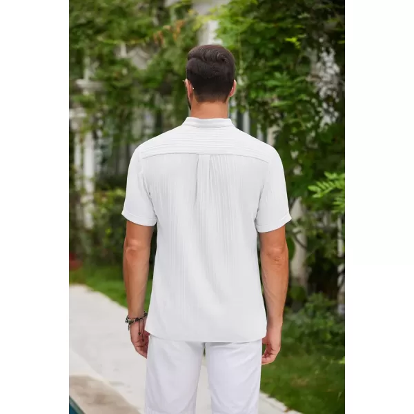 COOFANDY Men Casual Henley Tee Shirt Short Sleeve Band Collar Summer Beach Textured T-Shirt