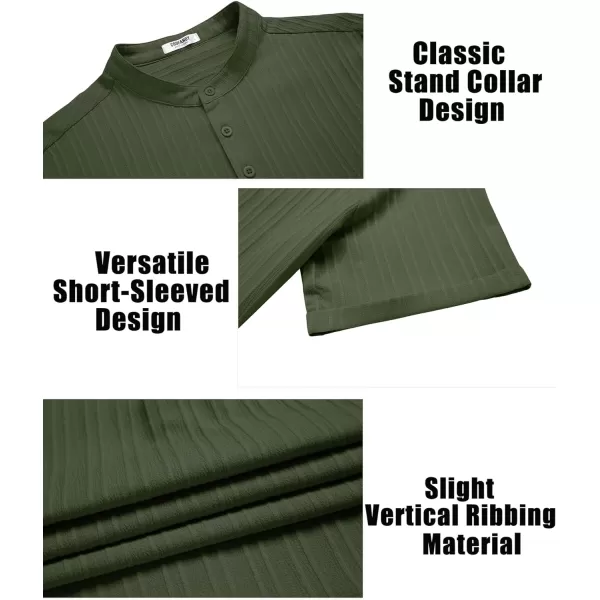 COOFANDY Men Casual Henley Tee Shirt Short Sleeve Band Collar Summer Beach Textured T-Shirt