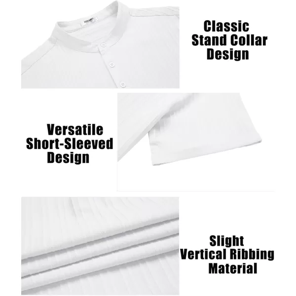 COOFANDY Men Casual Henley Tee Shirt Short Sleeve Band Collar Summer Beach Textured T-Shirt