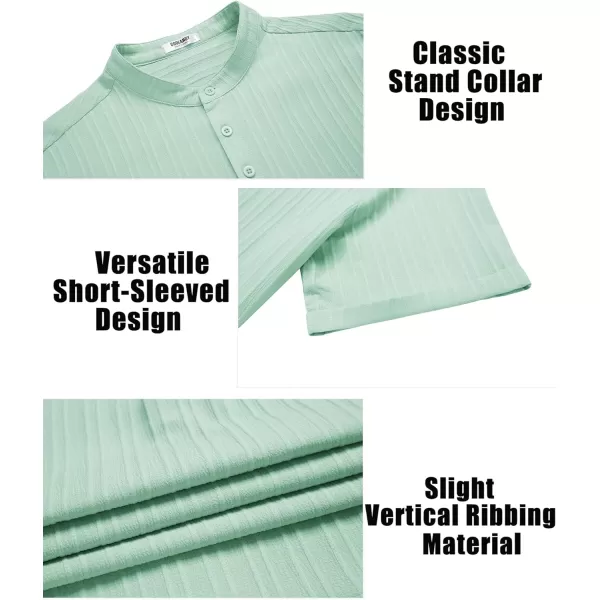 COOFANDY Men Casual Henley Tee Shirt Short Sleeve Band Collar Summer Beach Textured T-Shirt