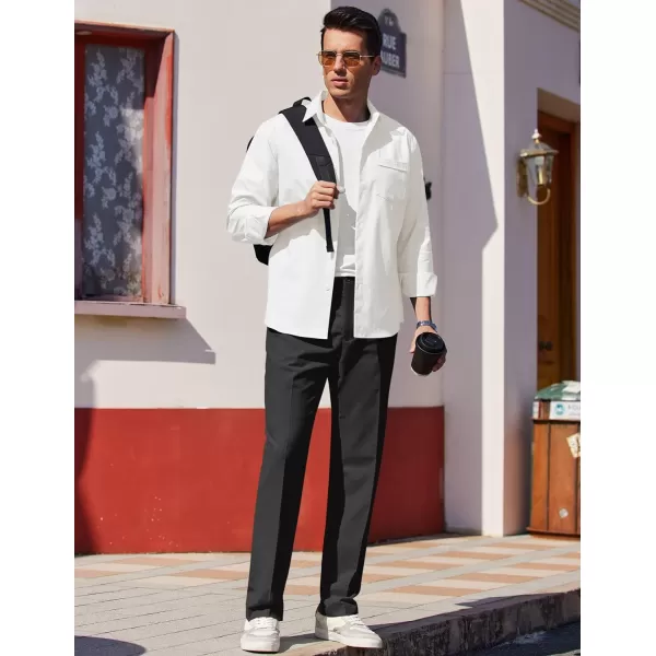 COOFANDY Men Classic Fit Dress Pant Casual Wrinkle Flat Front Pant Stretch Suit Pant
