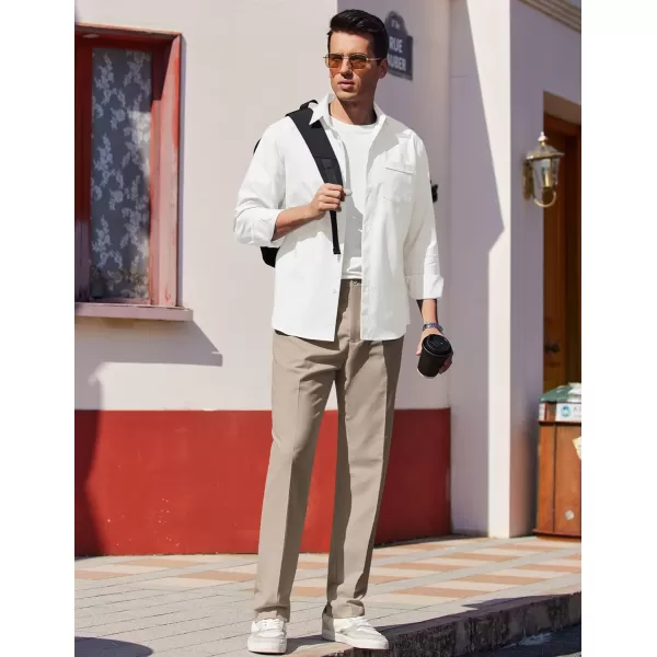COOFANDY Men Classic Fit Dress Pant Casual Wrinkle Flat Front Pant Stretch Suit Pant
