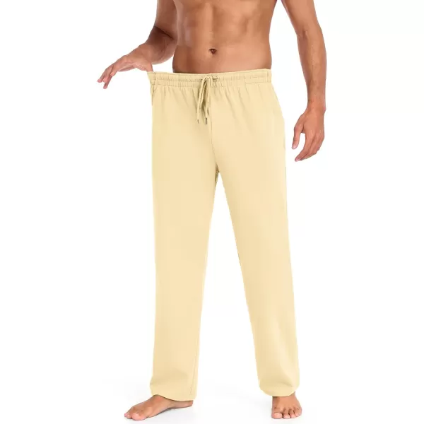 COOFANDY Men Cotton Yoga Pants Casual Sweatpants Jogger Open Bottom Lounge Pants with Pockets