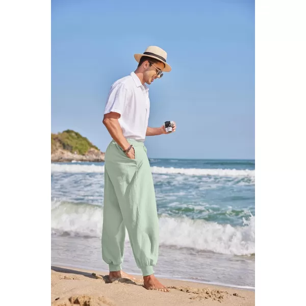 COOFANDY Men Hippie Harem Pants Baggy Linen Boho Yoga Casual Drop Crotch Trouser