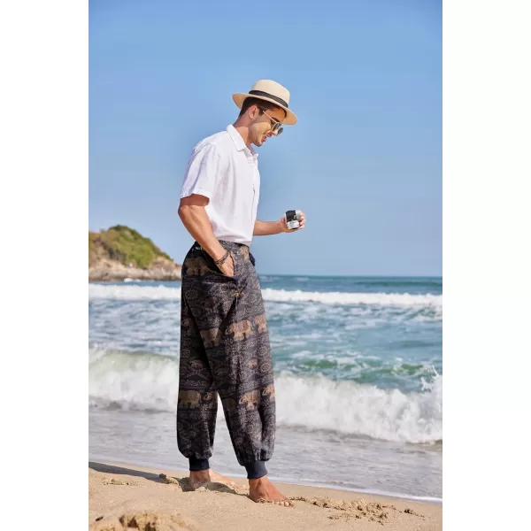 COOFANDY Men Hippie Harem Pants Baggy Linen Boho Yoga Casual Drop Crotch Trouser