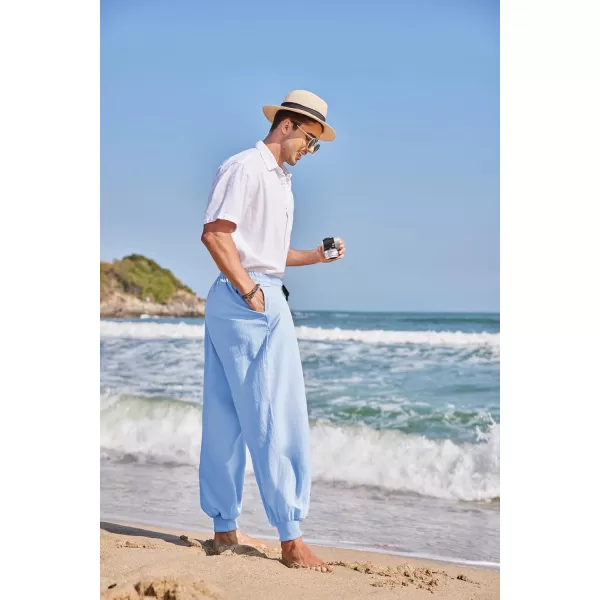 COOFANDY Men Hippie Harem Pants Baggy Linen Boho Yoga Casual Drop Crotch Trouser
