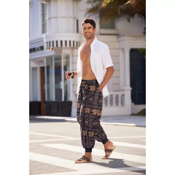 COOFANDY Men Hippie Harem Pants Baggy Linen Boho Yoga Casual Drop Crotch Trouser