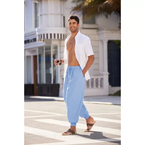COOFANDY Men Hippie Harem Pants Baggy Linen Boho Yoga Casual Drop Crotch Trouser