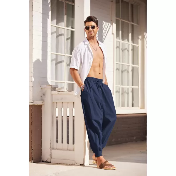 COOFANDY Men Hippie Harem Pants Baggy Linen Boho Yoga Casual Drop Crotch Trouser
