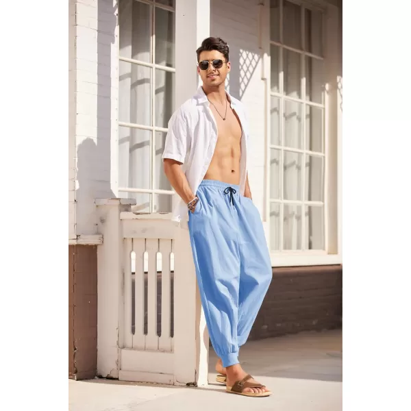 COOFANDY Men Hippie Harem Pants Baggy Linen Boho Yoga Casual Drop Crotch Trouser