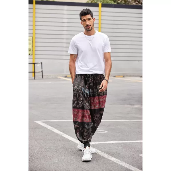 COOFANDY Men Hippie Harem Pants Baggy Linen Boho Yoga Casual Drop Crotch Trouser