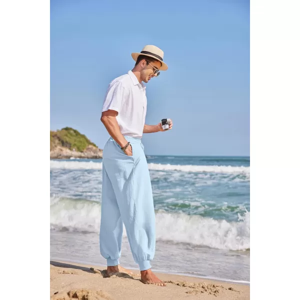 COOFANDY Men Hippie Harem Pants Baggy Linen Boho Yoga Casual Drop Crotch Trouser