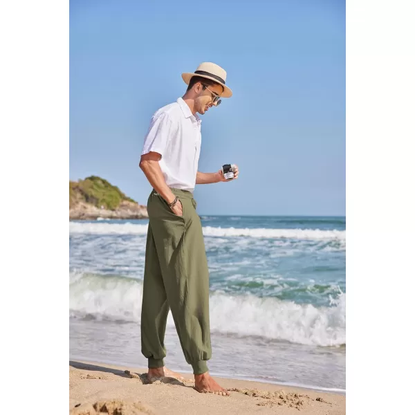 COOFANDY Men Hippie Harem Pants Baggy Linen Boho Yoga Casual Drop Crotch Trouser