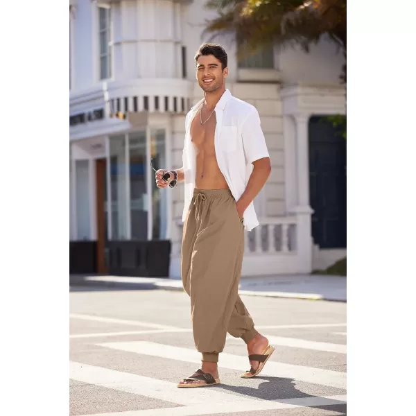COOFANDY Men Hippie Harem Pants Baggy Linen Boho Yoga Casual Drop Crotch Trouser