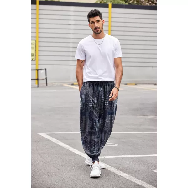 COOFANDY Men Hippie Harem Pants Baggy Linen Boho Yoga Casual Drop Crotch Trouser