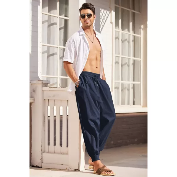 COOFANDY Men Hippie Harem Pants Baggy Linen Boho Yoga Casual Drop Crotch Trouser