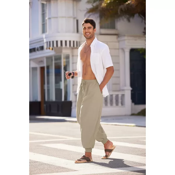 COOFANDY Men Hippie Harem Pants Baggy Linen Boho Yoga Casual Drop Crotch Trouser