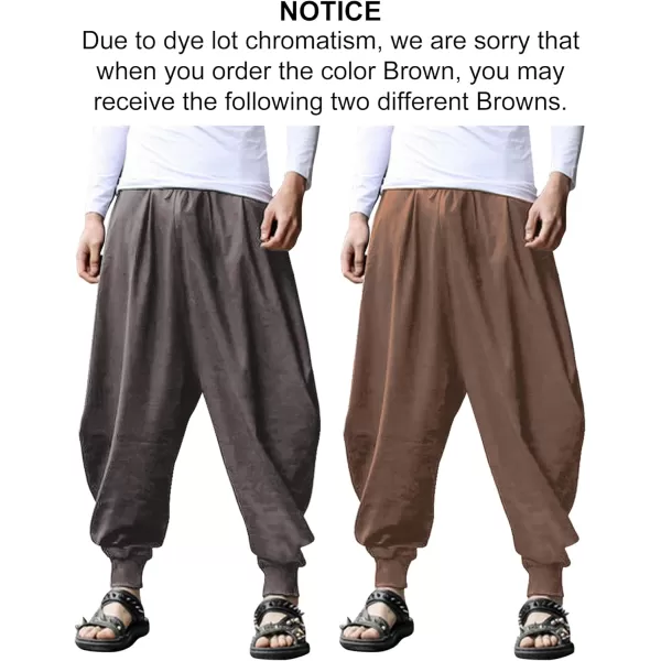 COOFANDY Men Hippie Harem Pants Baggy Linen Boho Yoga Casual Drop Crotch Trouser