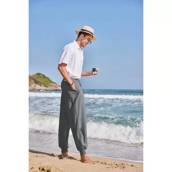 COOFANDY Men Hippie Harem Pants Baggy Linen Boho Yoga Casual Drop Crotch Trouser