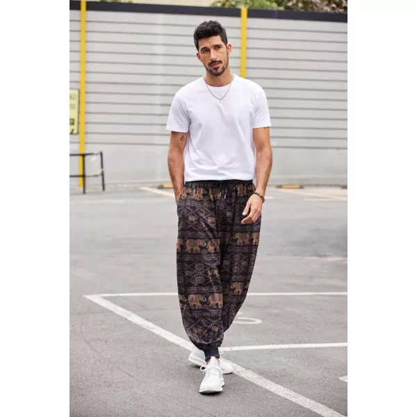 COOFANDY Men Hippie Harem Pants Baggy Linen Boho Yoga Casual Drop Crotch Trouser
