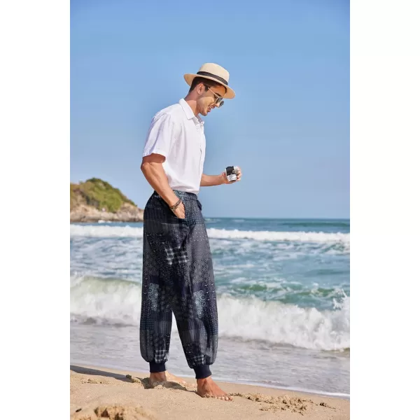 COOFANDY Men Hippie Harem Pants Baggy Linen Boho Yoga Casual Drop Crotch Trouser