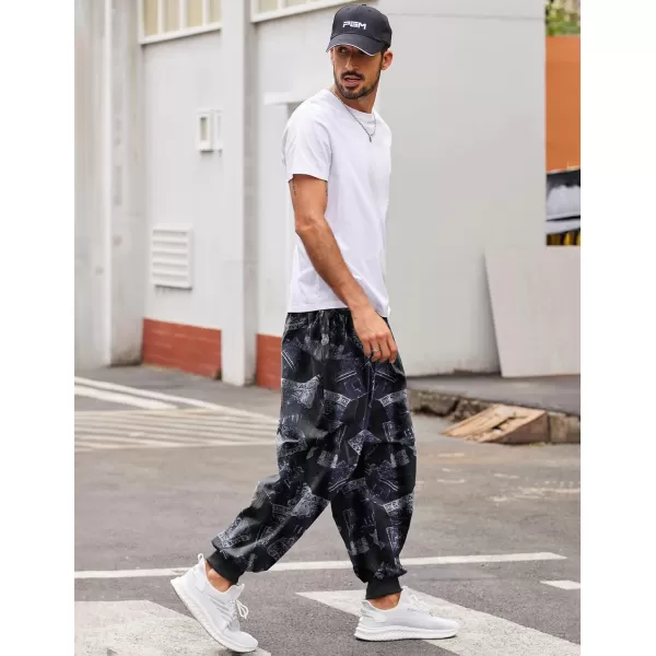 COOFANDY Men Hippie Harem Pants Baggy Linen Boho Yoga Casual Drop Crotch Trouser