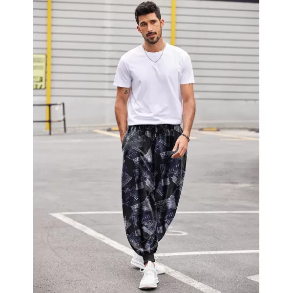 COOFANDY Men Hippie Harem Pants Baggy Linen Boho Yoga Casual Drop Crotch Trouser