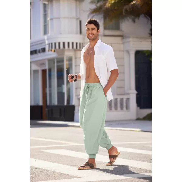 COOFANDY Men Hippie Harem Pants Baggy Linen Boho Yoga Casual Drop Crotch Trouser