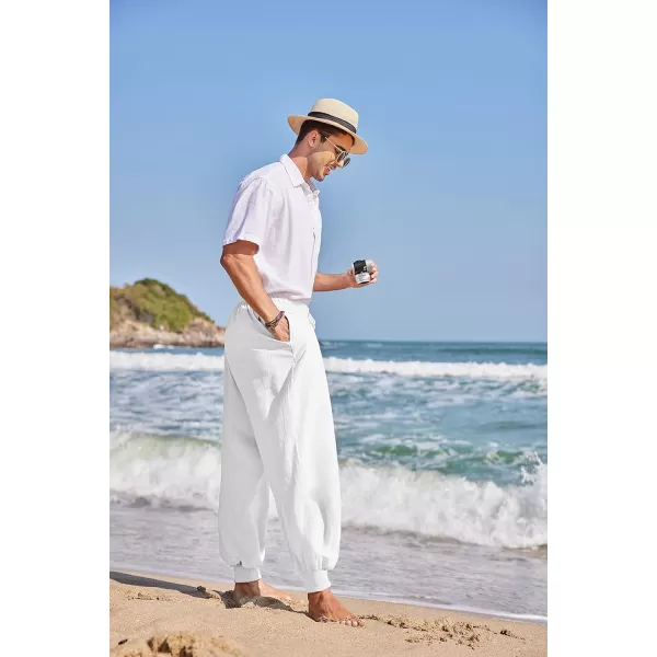 COOFANDY Men Hippie Harem Pants Baggy Linen Boho Yoga Casual Drop Crotch Trouser