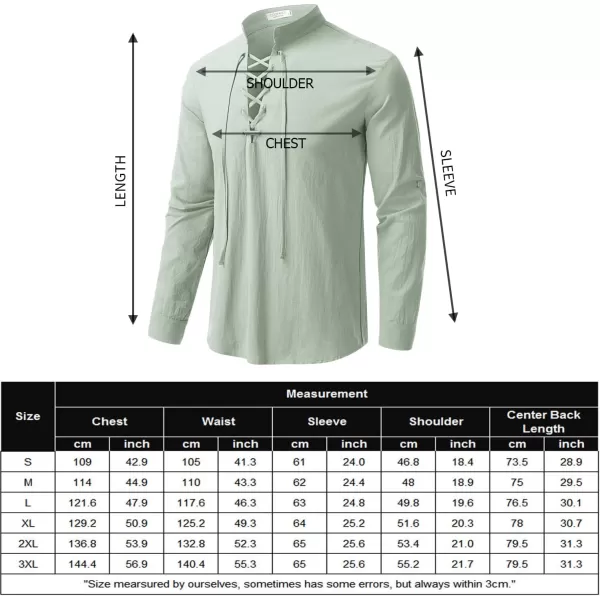 COOFANDY Men Linen Cotton Shirts Beach Hippie Renaissance Medieval Long Sleeve Lace Up Costume