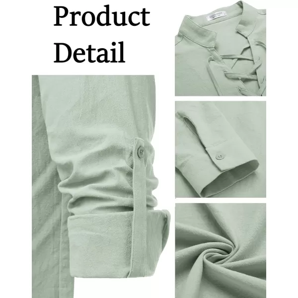 COOFANDY Men Linen Cotton Shirts Beach Hippie Renaissance Medieval Long Sleeve Lace Up Costume