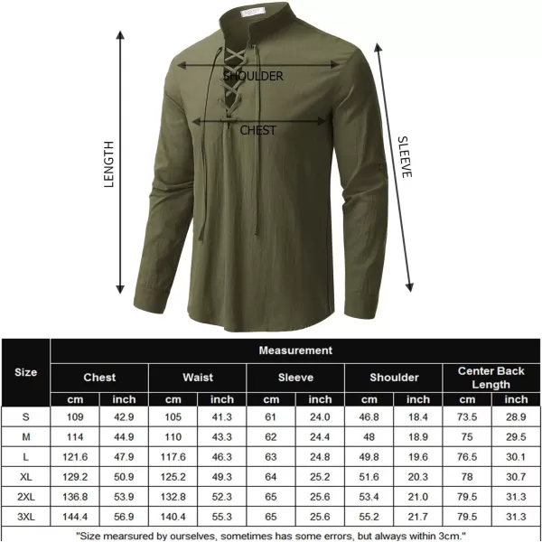 COOFANDY Men Linen Cotton Shirts Beach Hippie Renaissance Medieval Long Sleeve Lace Up Costume