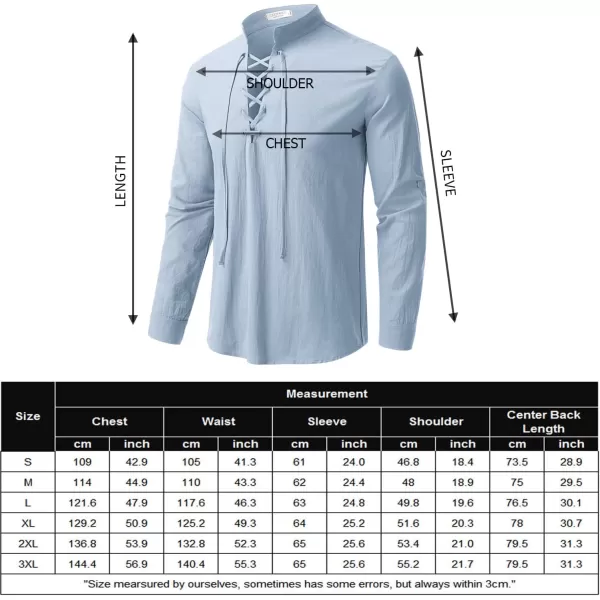 COOFANDY Men Linen Cotton Shirts Beach Hippie Renaissance Medieval Long Sleeve Lace Up Costume