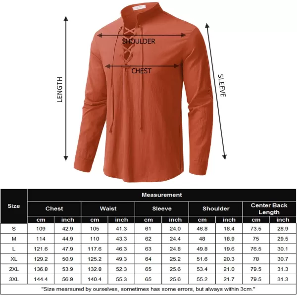 COOFANDY Men Linen Cotton Shirts Beach Hippie Renaissance Medieval Long Sleeve Lace Up Costume