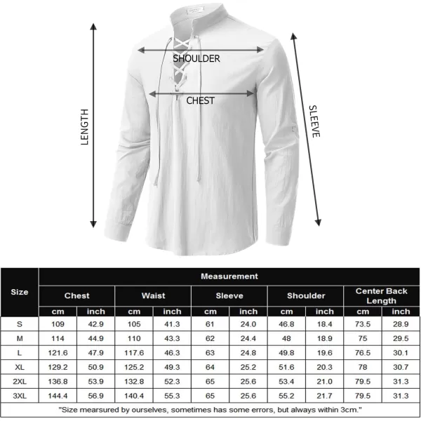 COOFANDY Men Linen Cotton Shirts Beach Hippie Renaissance Medieval Long Sleeve Lace Up Costume