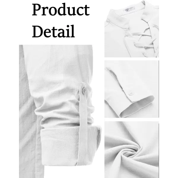 COOFANDY Men Linen Cotton Shirts Beach Hippie Renaissance Medieval Long Sleeve Lace Up Costume