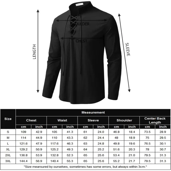 COOFANDY Men Linen Cotton Shirts Beach Hippie Renaissance Medieval Long Sleeve Lace Up Costume
