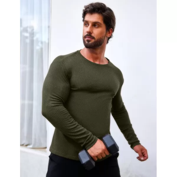 COOFANDY Men's 2 Pack Muscle T-Shirt Stretch Long Sleeve Gym Workout Bodybuilding Training Tee Shirts Casual Hipster Tops