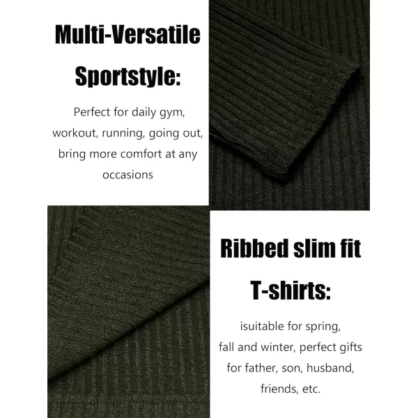COOFANDY Men's 2 Pack Muscle T-Shirt Stretch Long Sleeve Gym Workout Bodybuilding Training Tee Shirts Casual Hipster Tops