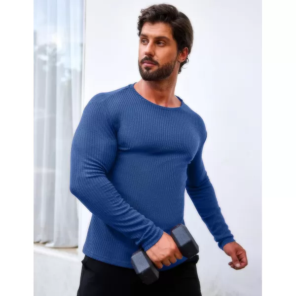 COOFANDY Men's 2 Pack Muscle T-Shirt Stretch Long Sleeve Gym Workout Bodybuilding Training Tee Shirts Casual Hipster Tops
