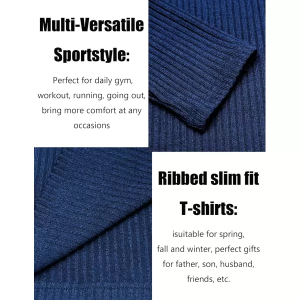 COOFANDY Men's 2 Pack Muscle T-Shirt Stretch Long Sleeve Gym Workout Bodybuilding Training Tee Shirts Casual Hipster Tops