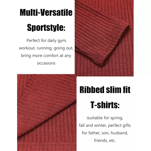COOFANDY Men's 2 Pack Muscle T-Shirt Stretch Long Sleeve Gym Workout Bodybuilding Training Tee Shirts Casual Hipster Tops